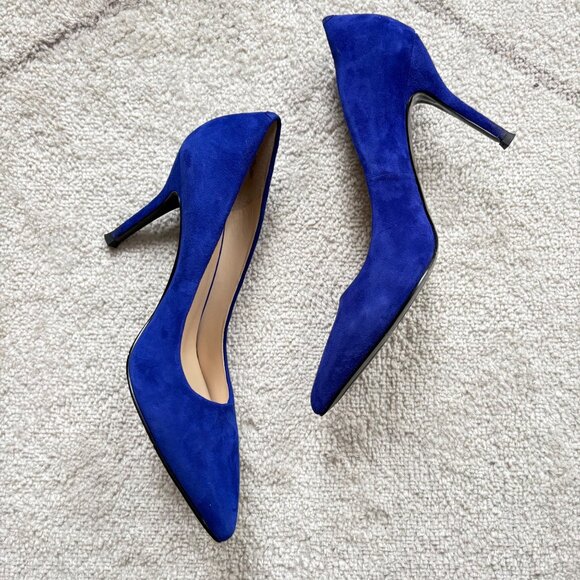 Nine West Blue Suede Pointed Toe Pumps Cobalt Stiletto Heels Size 10 - Picture 7 of 7
